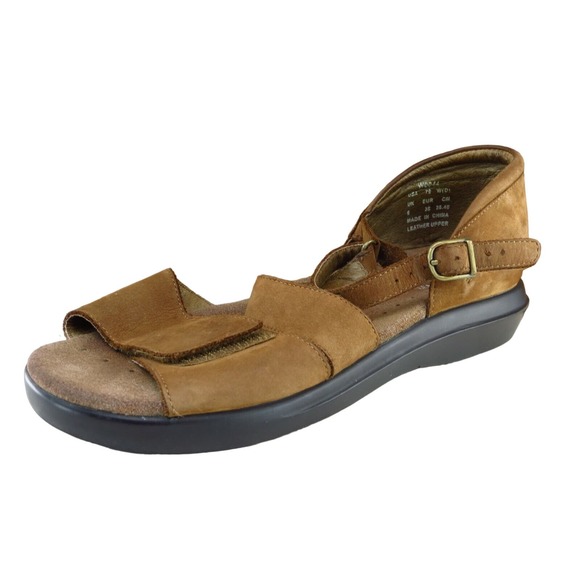 Propet‎ Sz 7.5 W Brown Ankle Strap Leather Women Sandals W0044 - Picture 1 of 9